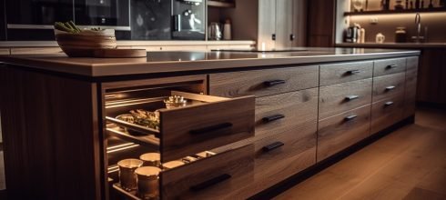 modern kitchen design in luxury apartment interior generated by ai modern kitchen design in luxury apartment interior generated by ai